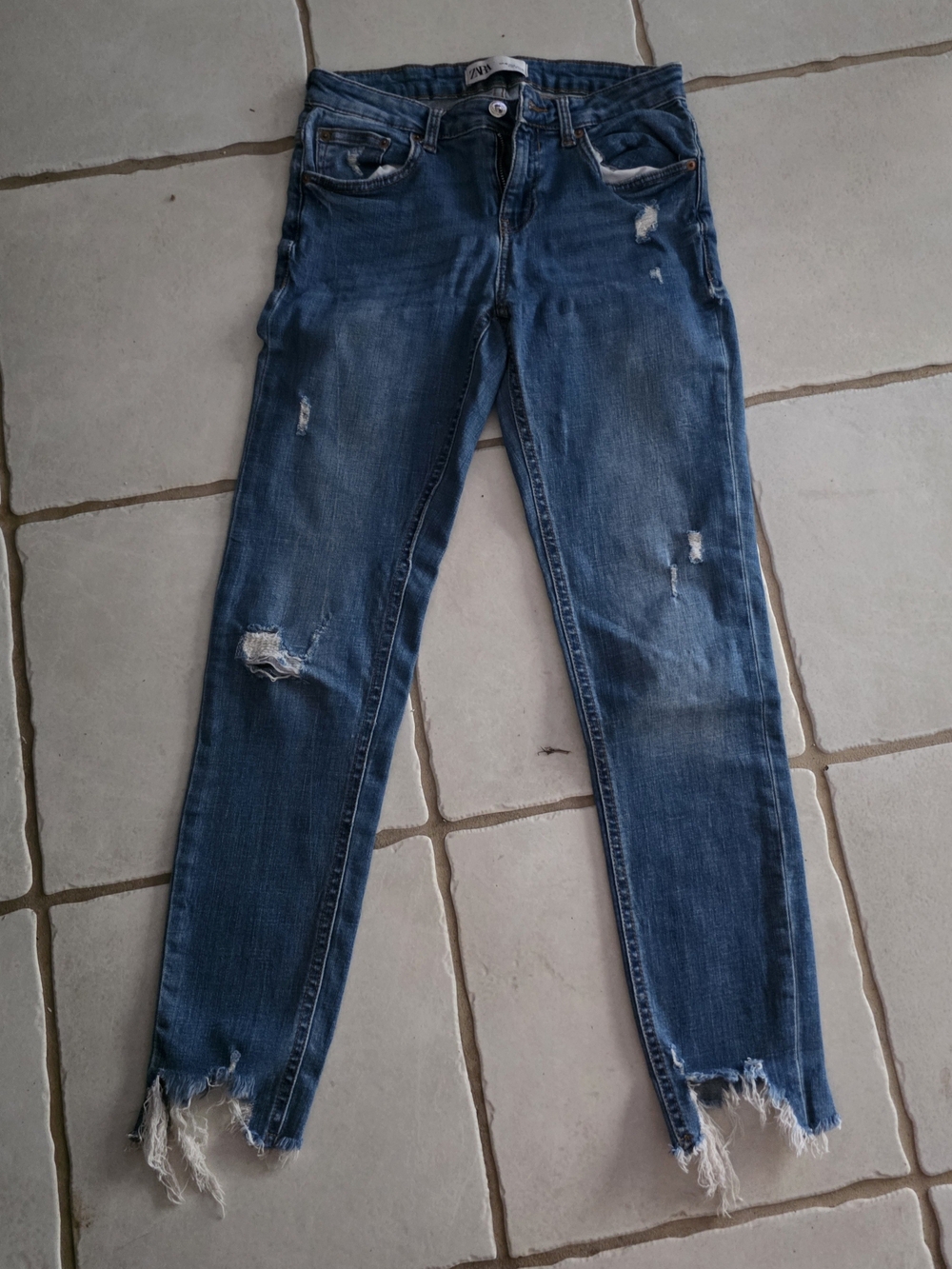 Zara Women's Blue Skinny Distressed Jeans - Picture 3 of 4